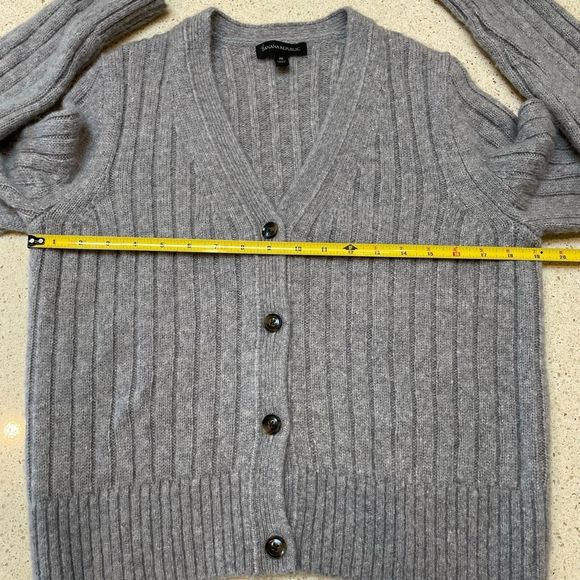 Banana Republic Womens M Mitzi Cropped Ribbed Cardigan Sweater Wool Alpaca Gray - Picture 8 of 10
